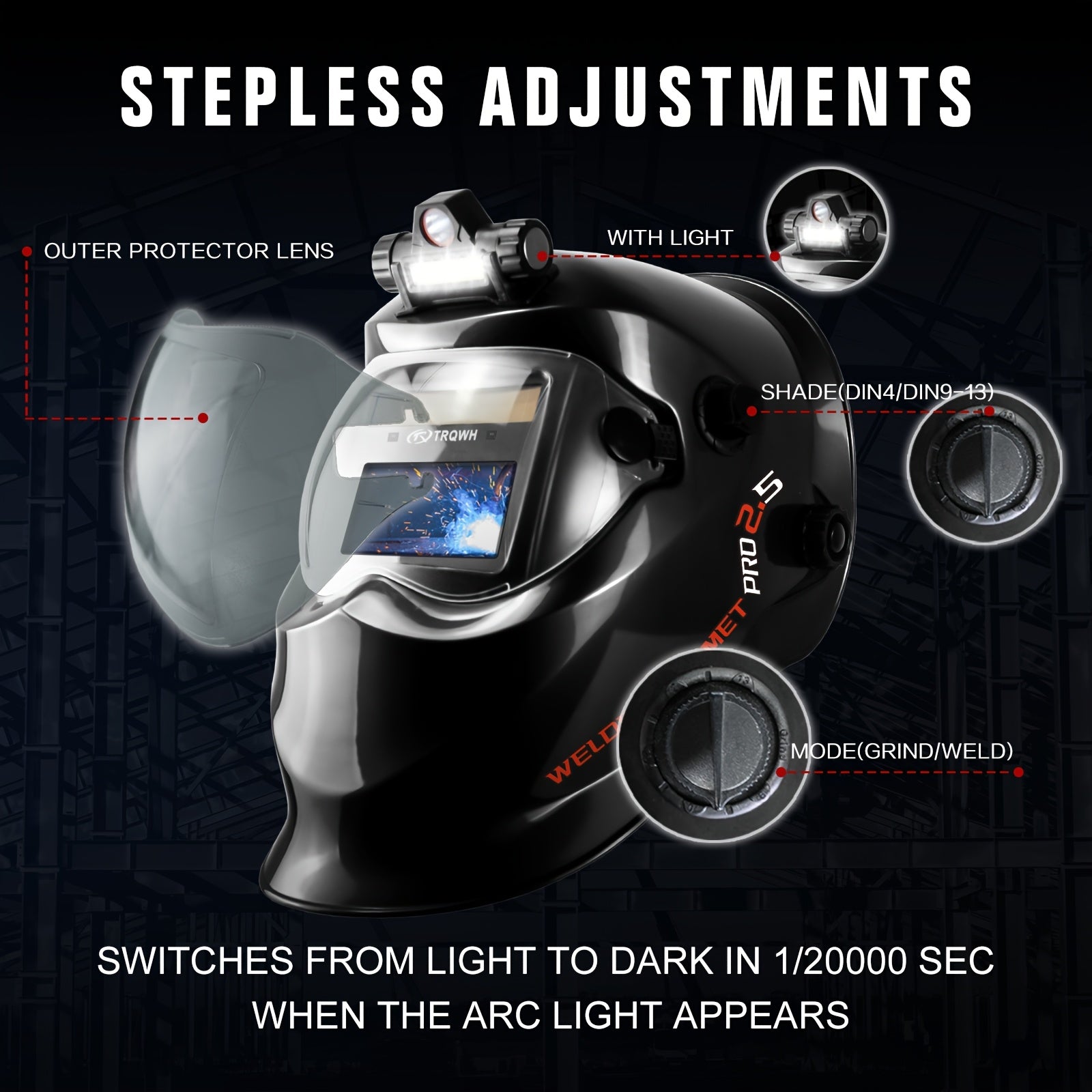Auto-Darkening Welding Helmet – True Color, Shade 9-13