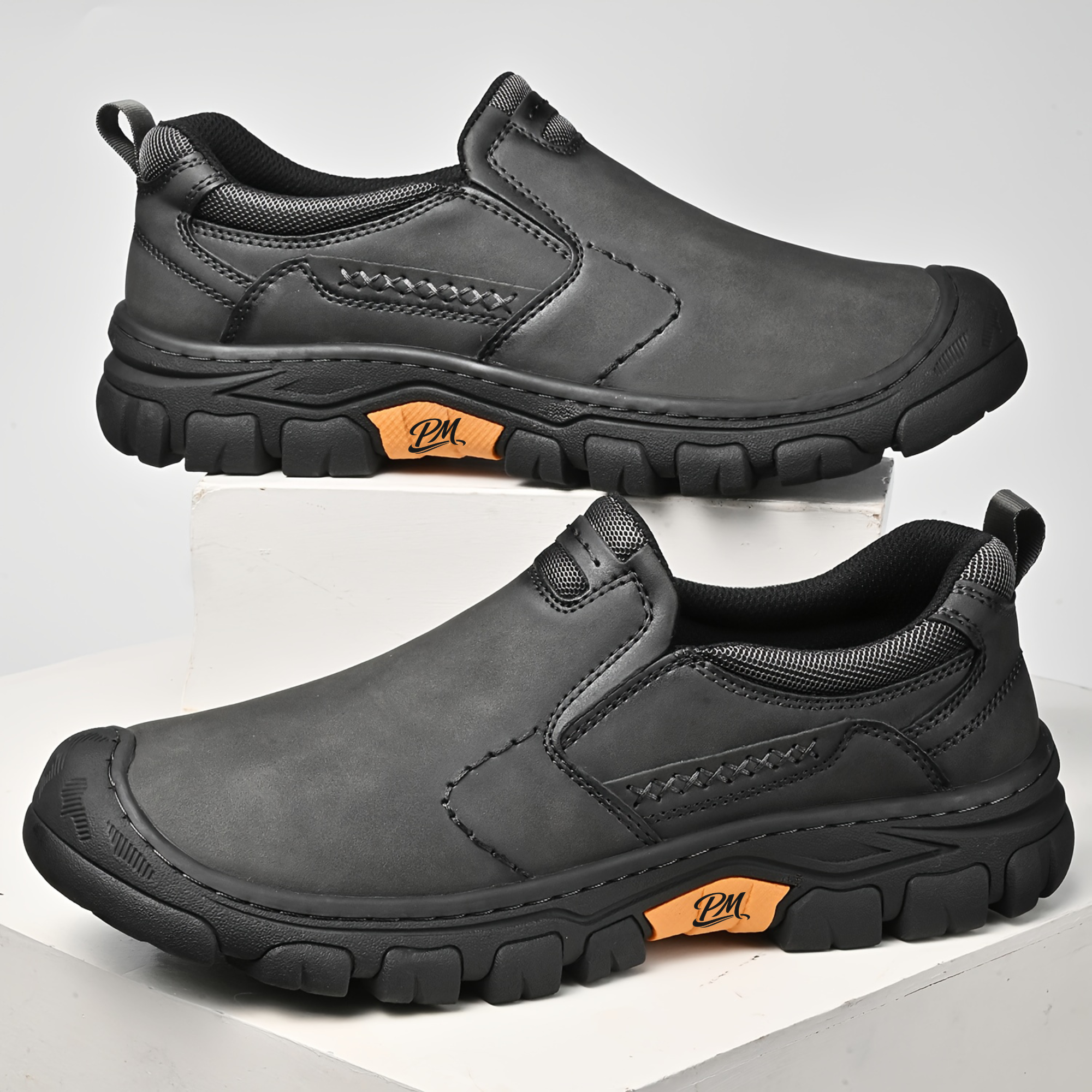 Men’s Anti-Slip Hiking Shoes – Slip-On, Thick Sole