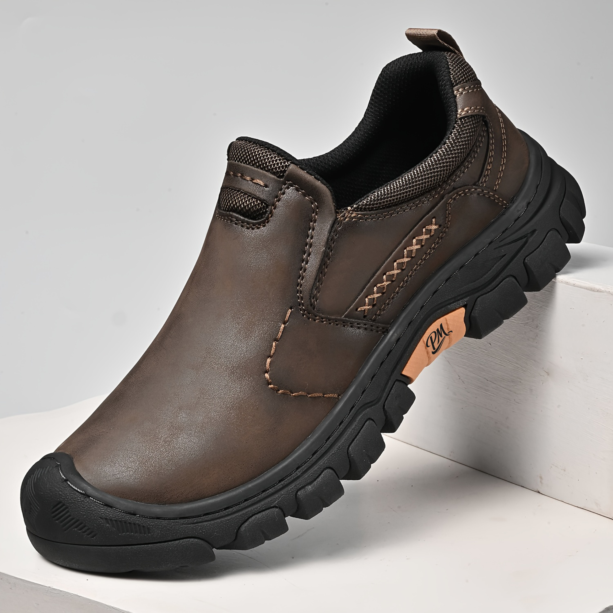 Men’s Anti-Slip Hiking Shoes – Slip-On, Thick Sole