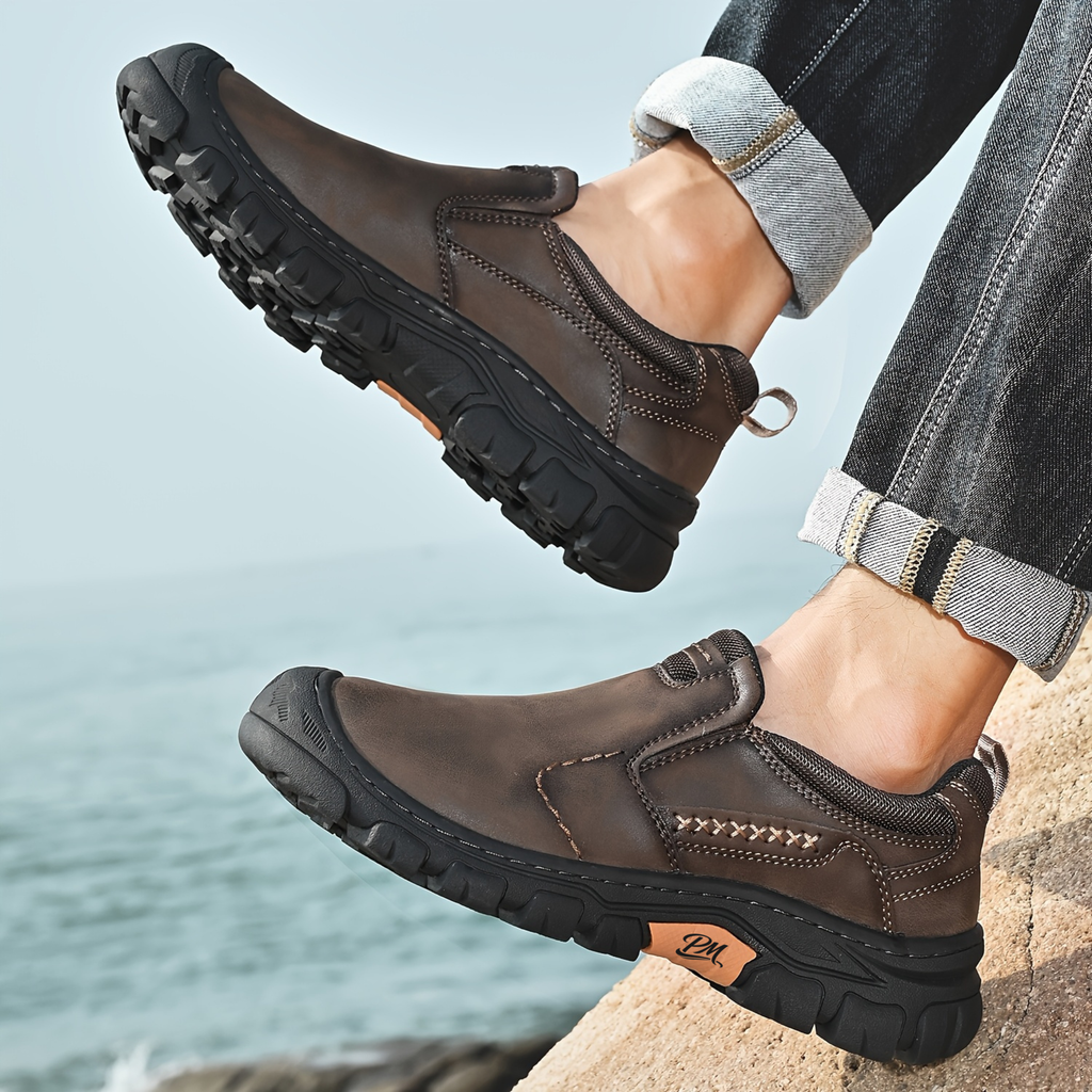 Men’s Anti-Slip Hiking Shoes – Slip-On, Thick Sole