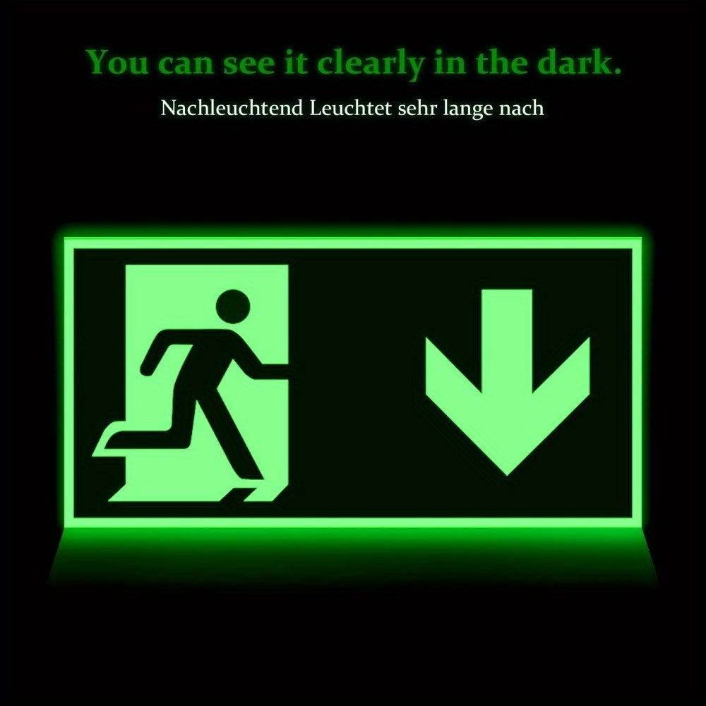 7 Glow-in-the-Dark Exit Signs – 30x15cm, Fire Safety for Hotels & Offices