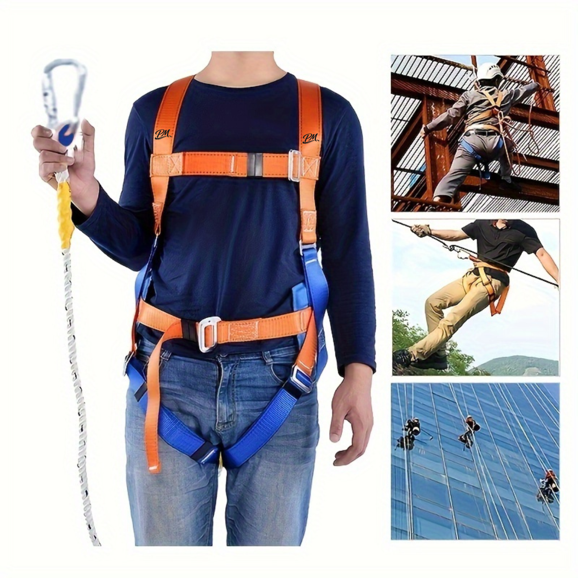 Full Body Safety Harness – Polyamide Lanyard, Single/Double Hook