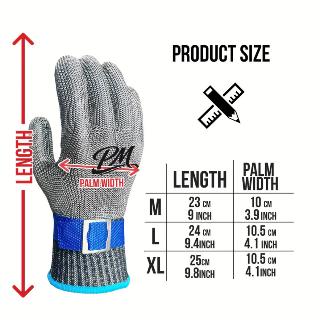 Level 9 Cut-Resistant Gloves – Stainless Steel Mesh, Adjustable Wrist