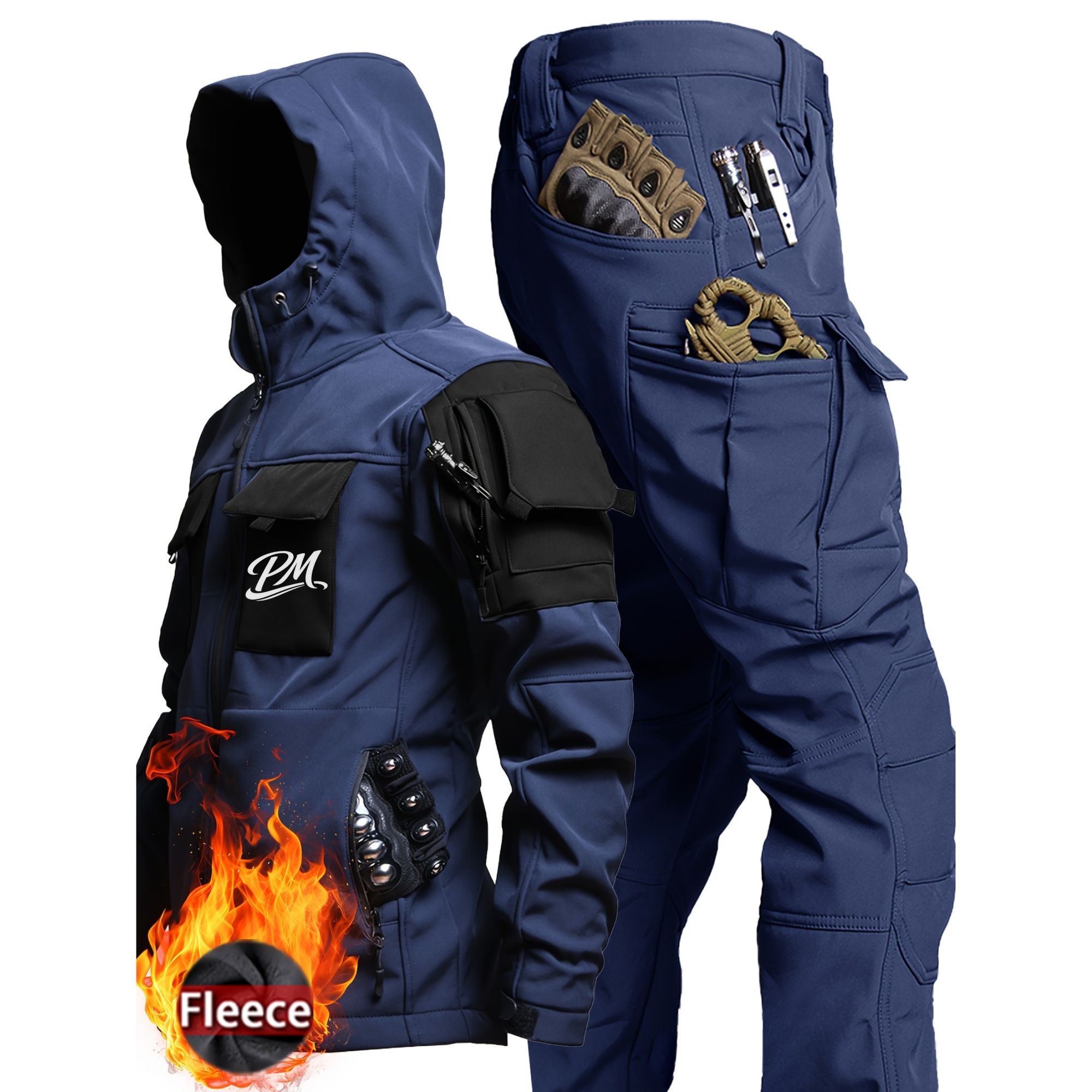 Men’s Winter Outdoor Gear Set – Windproof Jacket & Cargo Pants