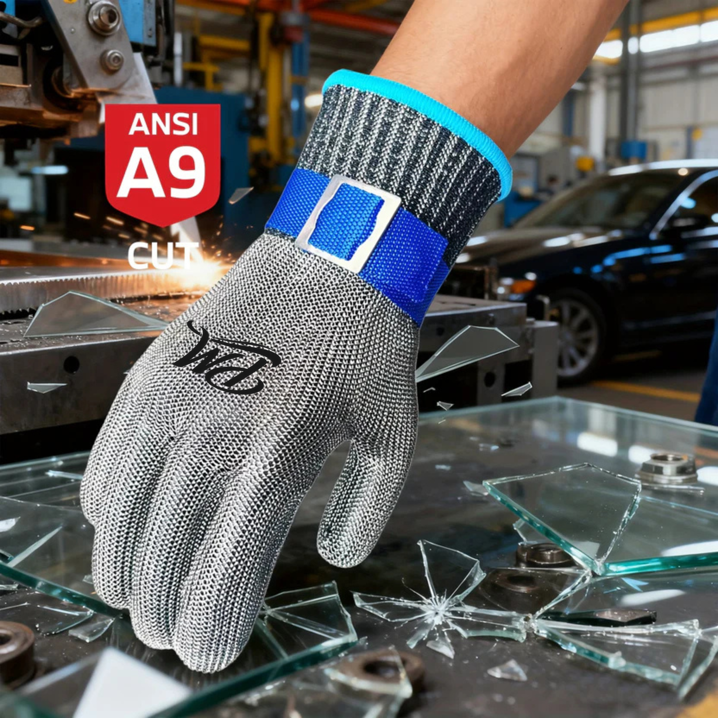 Level 9 Cut-Resistant Gloves – Stainless Steel Mesh, Adjustable Wrist