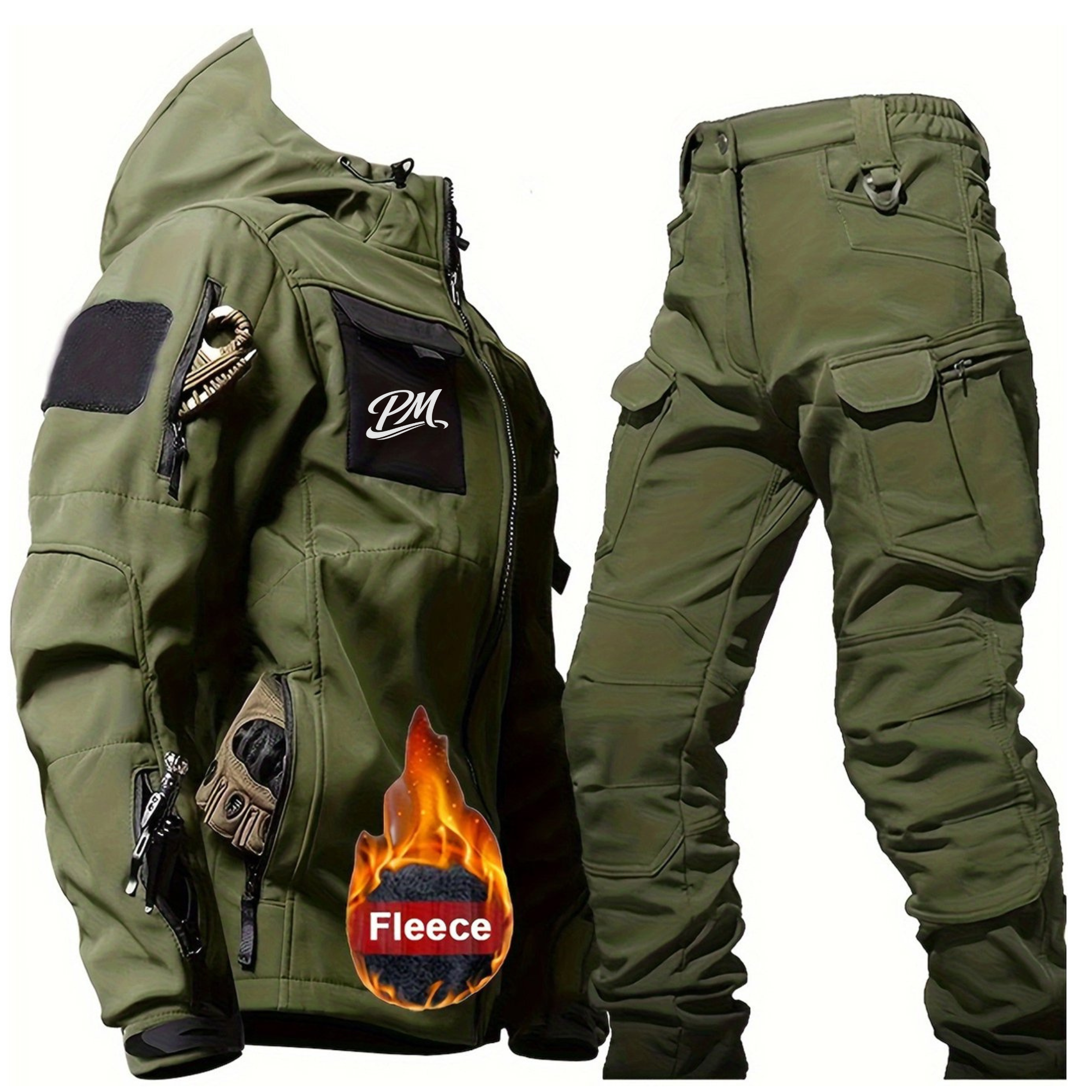 Men’s Winter Outdoor Gear Set – Windproof Jacket & Cargo Pants