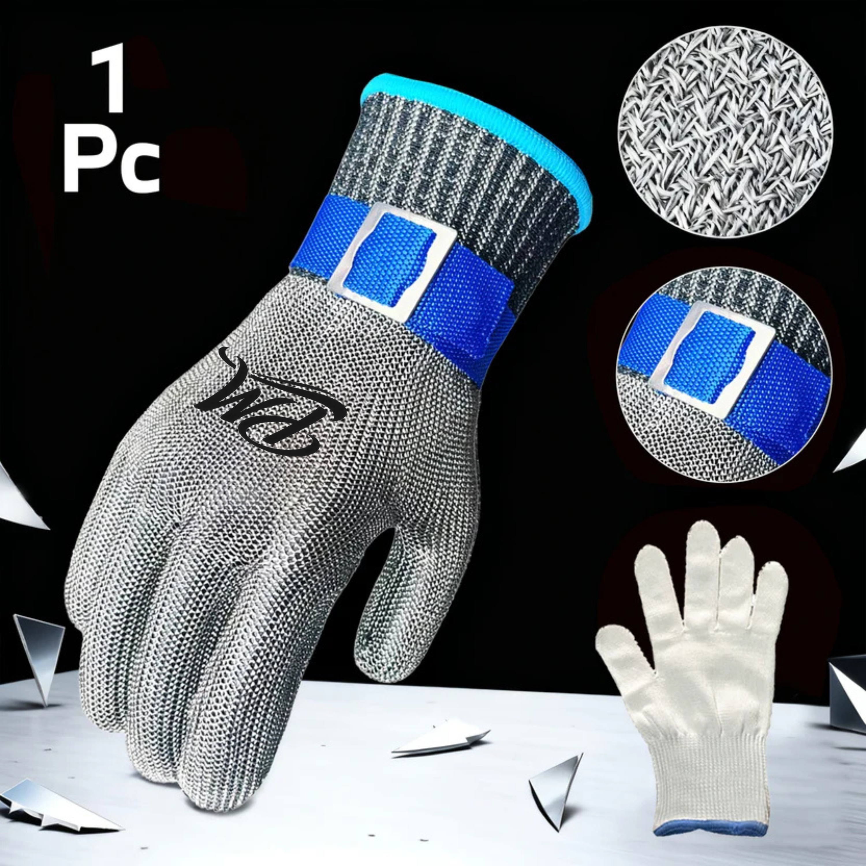 Level 9 Cut-Resistant Gloves – Stainless Steel Mesh, Adjustable Wrist