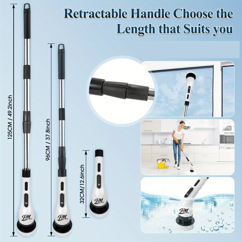 8pcs Cordless Electric Scrubber – Heavy-Duty Tile & Bathroom Cleaner