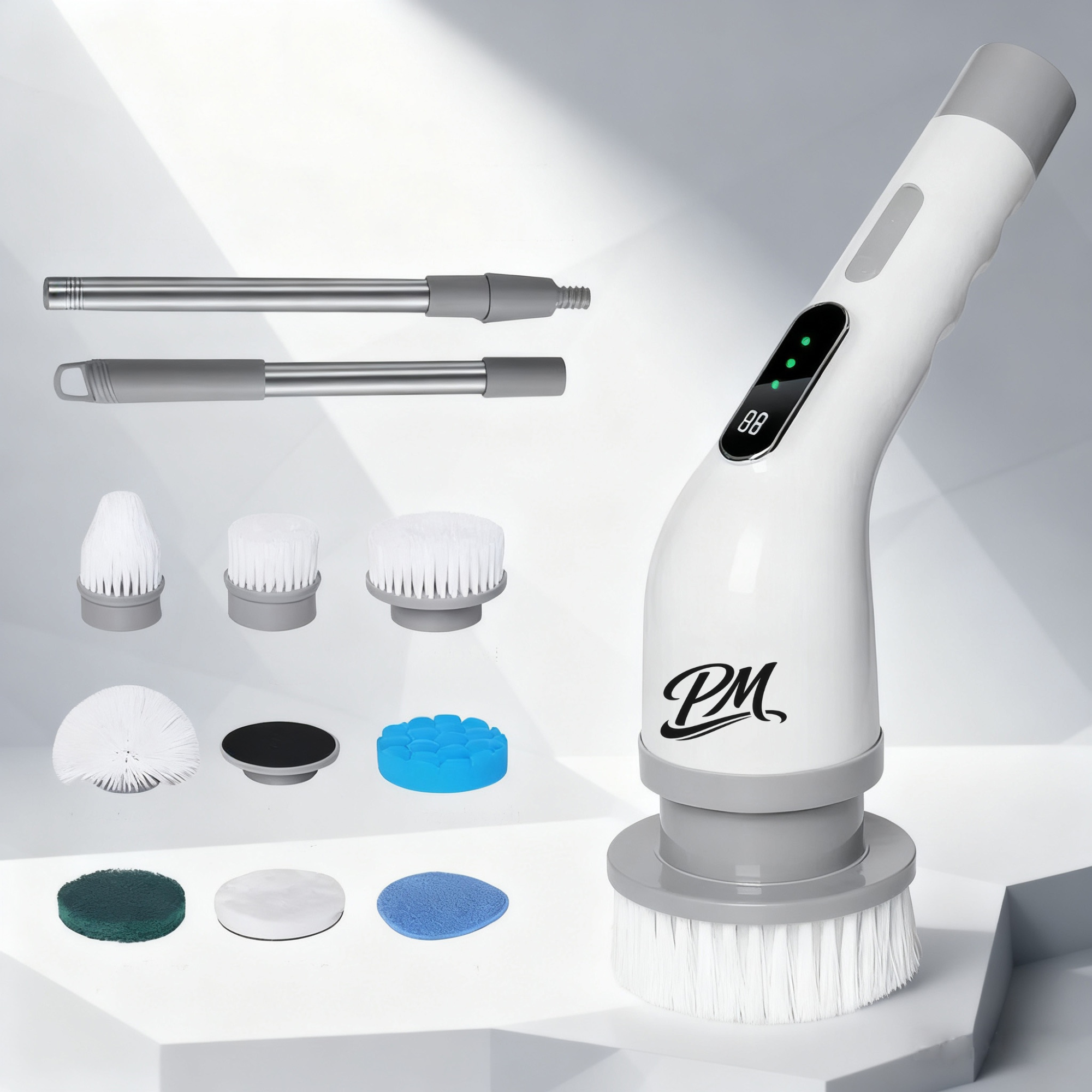 8pcs Cordless Electric Scrubber – Heavy-Duty Tile & Bathroom Cleaner