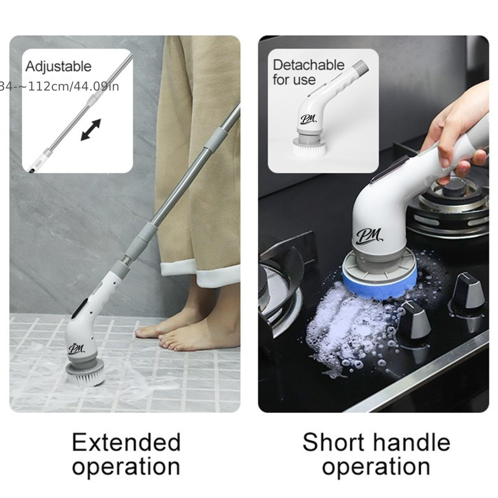 8pcs Cordless Electric Scrubber – Heavy-Duty Tile & Bathroom Cleaner