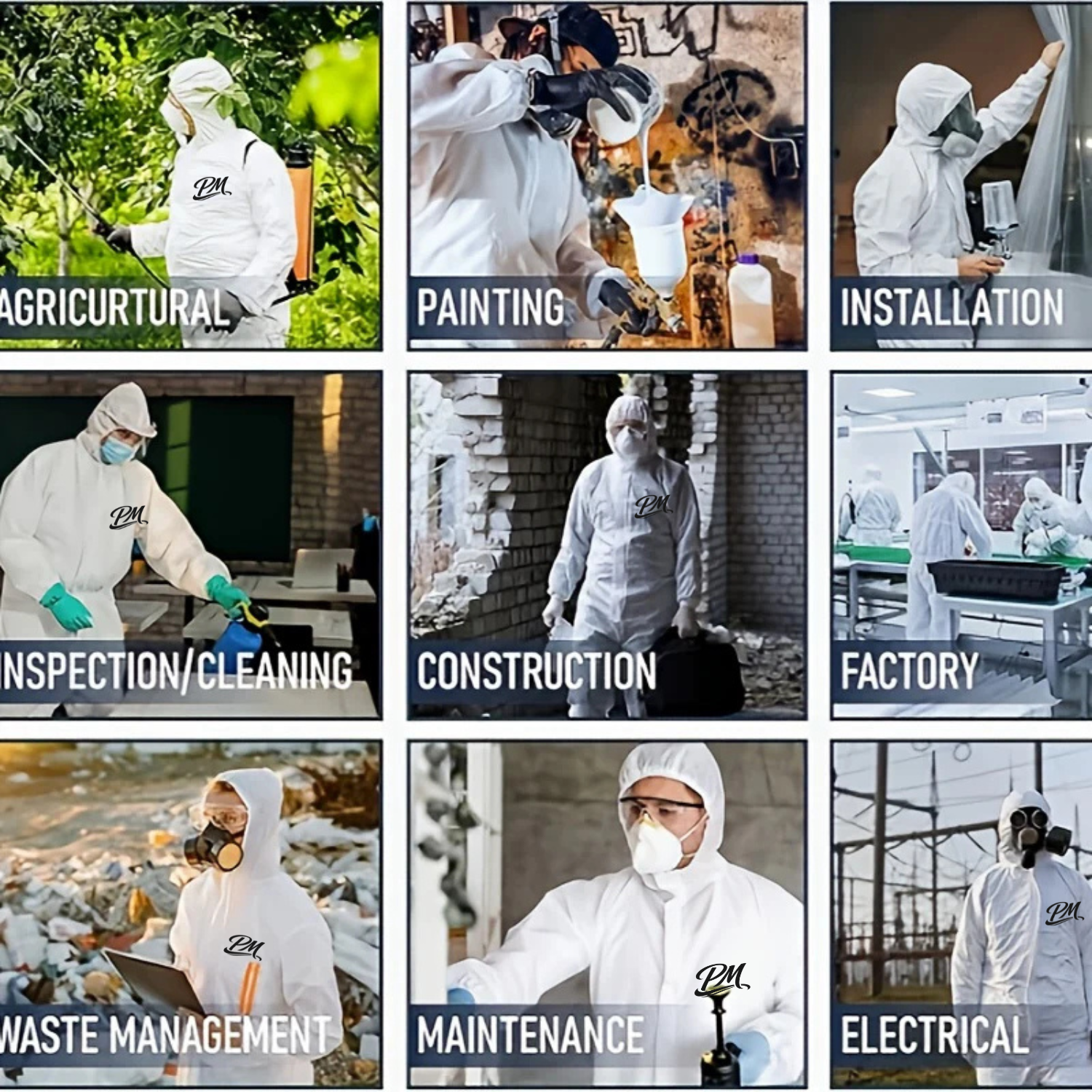 Set of 3 White Disposable Coveralls – Hooded, 40g, Protective