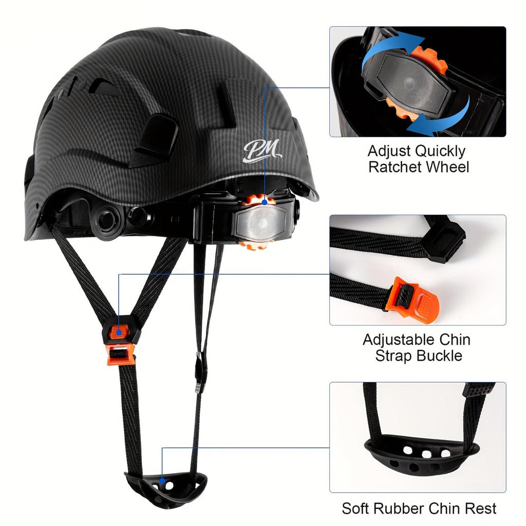 Carbon Fiber Safety Helmet – OSHA/ANSI Z89.1, Ventilated