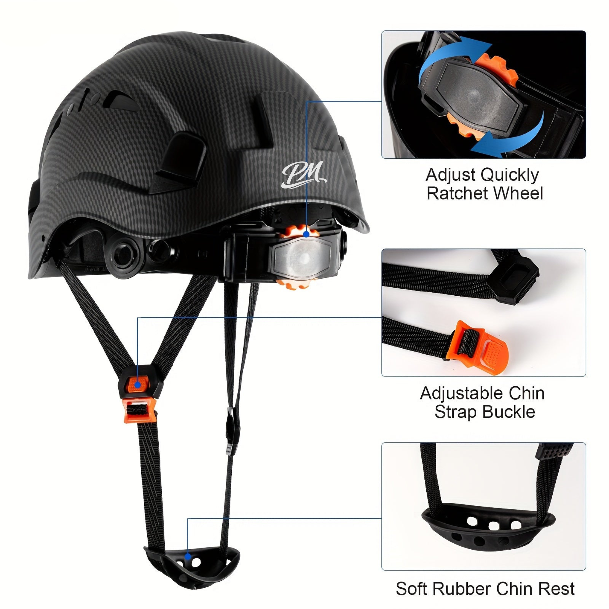 Carbon Fiber Safety Helmet – OSHA/ANSI Z89.1, Ventilated