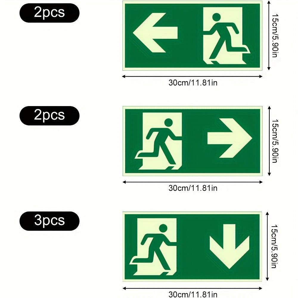 7 Glow-in-the-Dark Exit Signs – 30x15cm, Fire Safety for Hotels & Offices