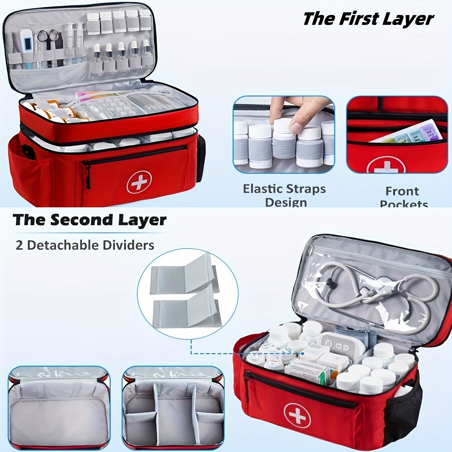 Portable Multi-Layer Medicine Bag – Large Capacity, First Aid Ready