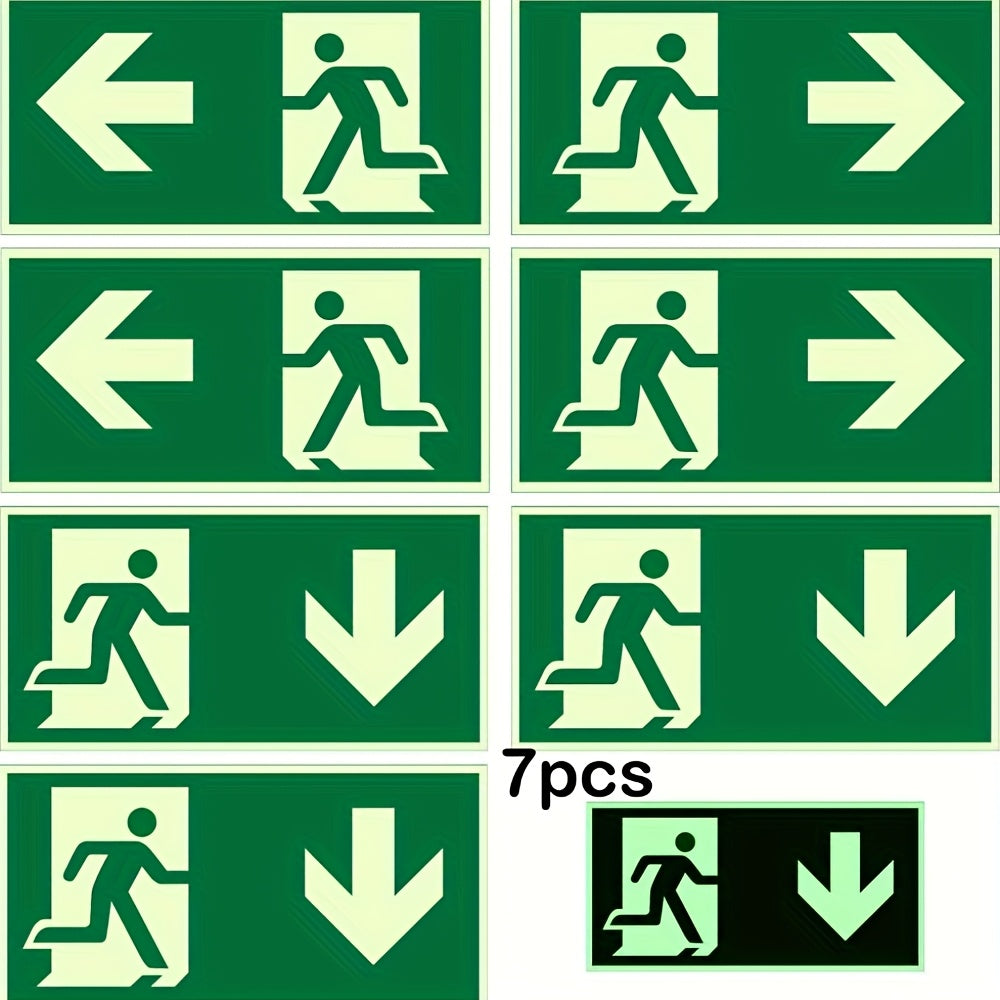 7 Glow-in-the-Dark Exit Signs – 30x15cm, Fire Safety for Hotels & Offices