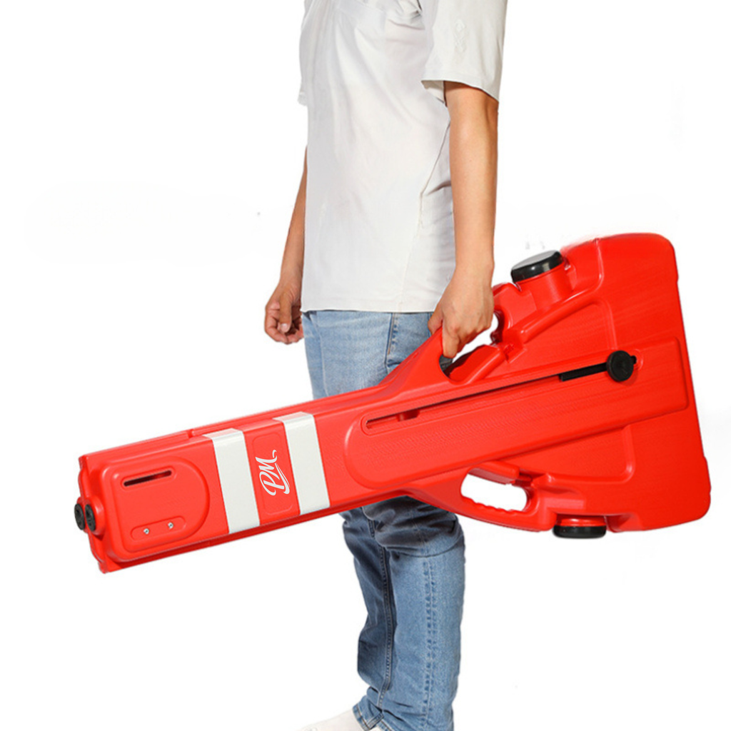 Red Retractable Safety Barrier – 2m, Water-Fillable