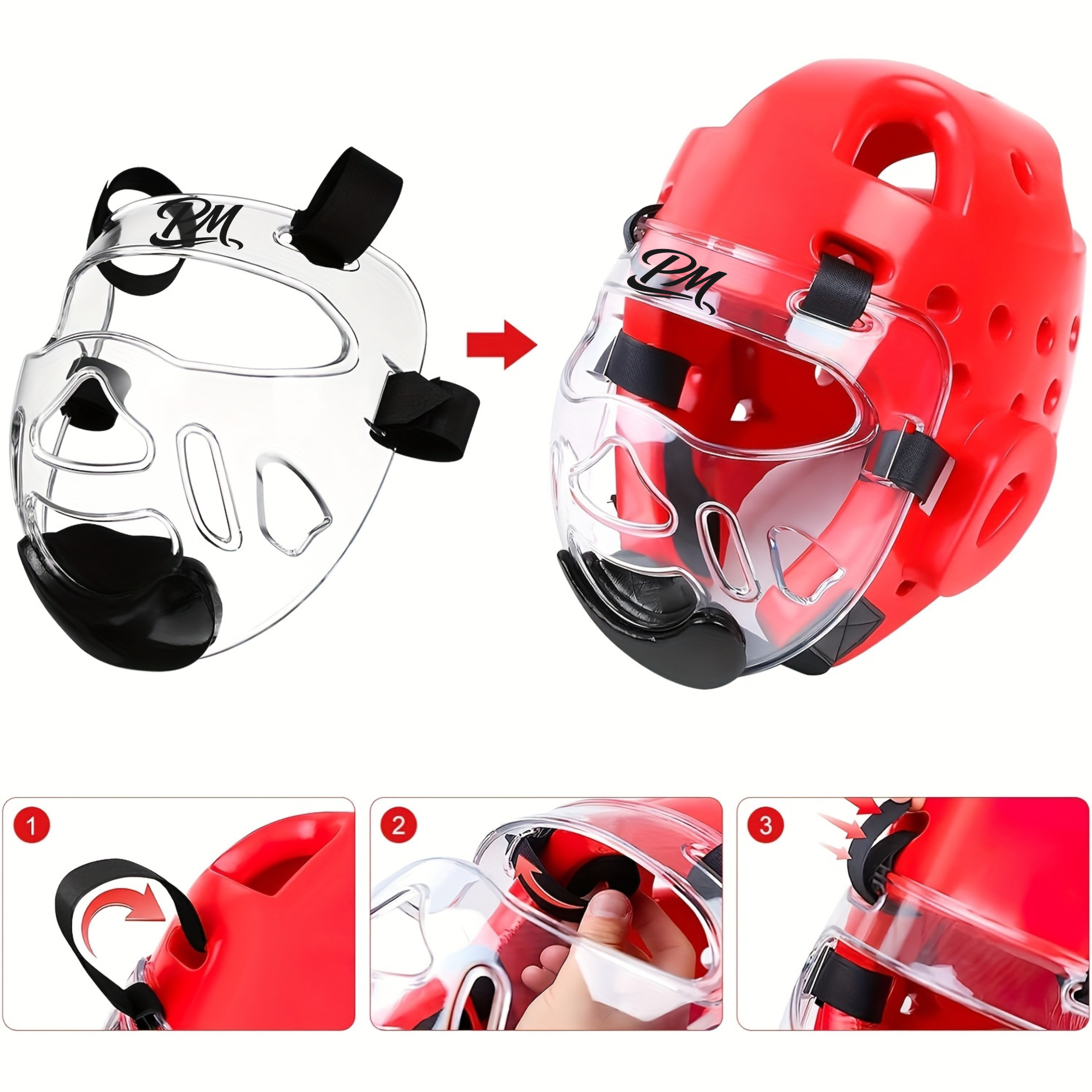 Clear Martial Arts Face Shield – Detachable Sports Face Guard