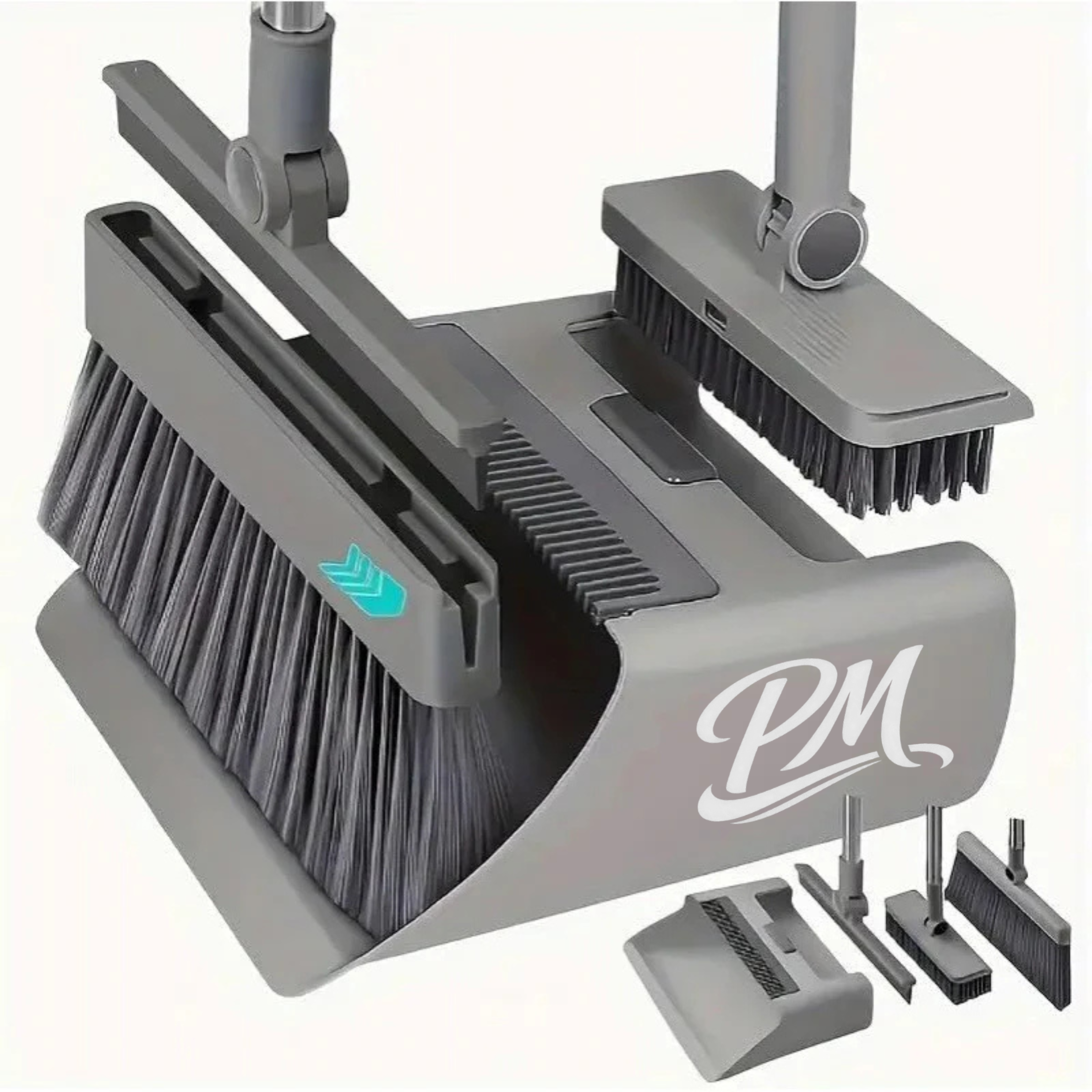 4-in-1 Broom & Dustpan Set – Long Handle, Multi-Surface Cleaning