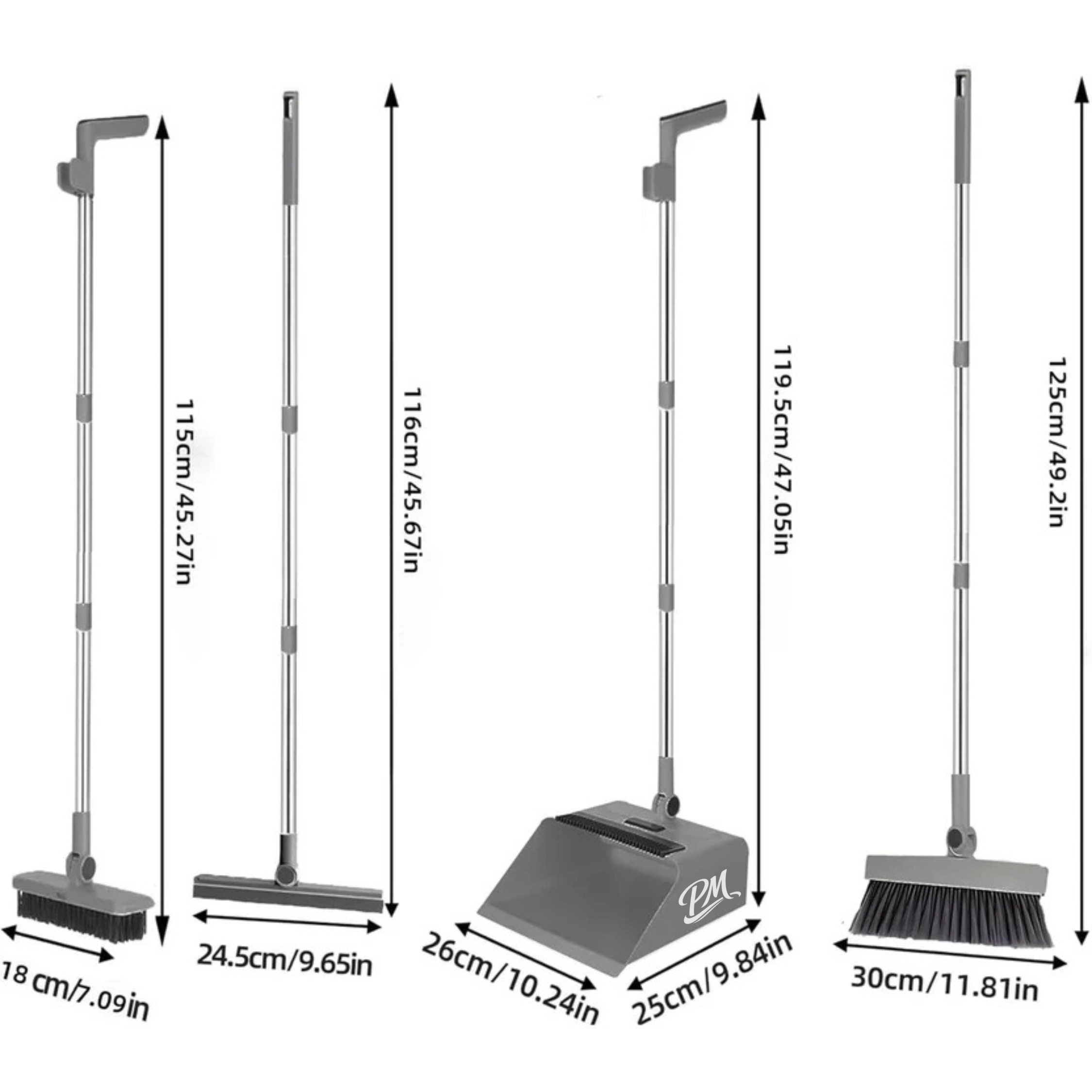 4-in-1 Broom & Dustpan Set – Long Handle, Multi-Surface Cleaning
