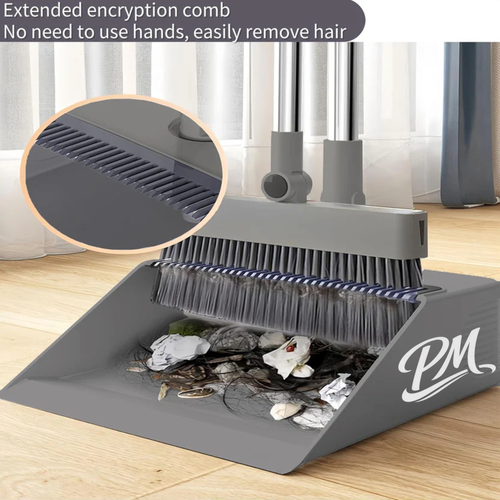 4-in-1 Broom & Dustpan Set – Long Handle, Multi-Surface Cleaning