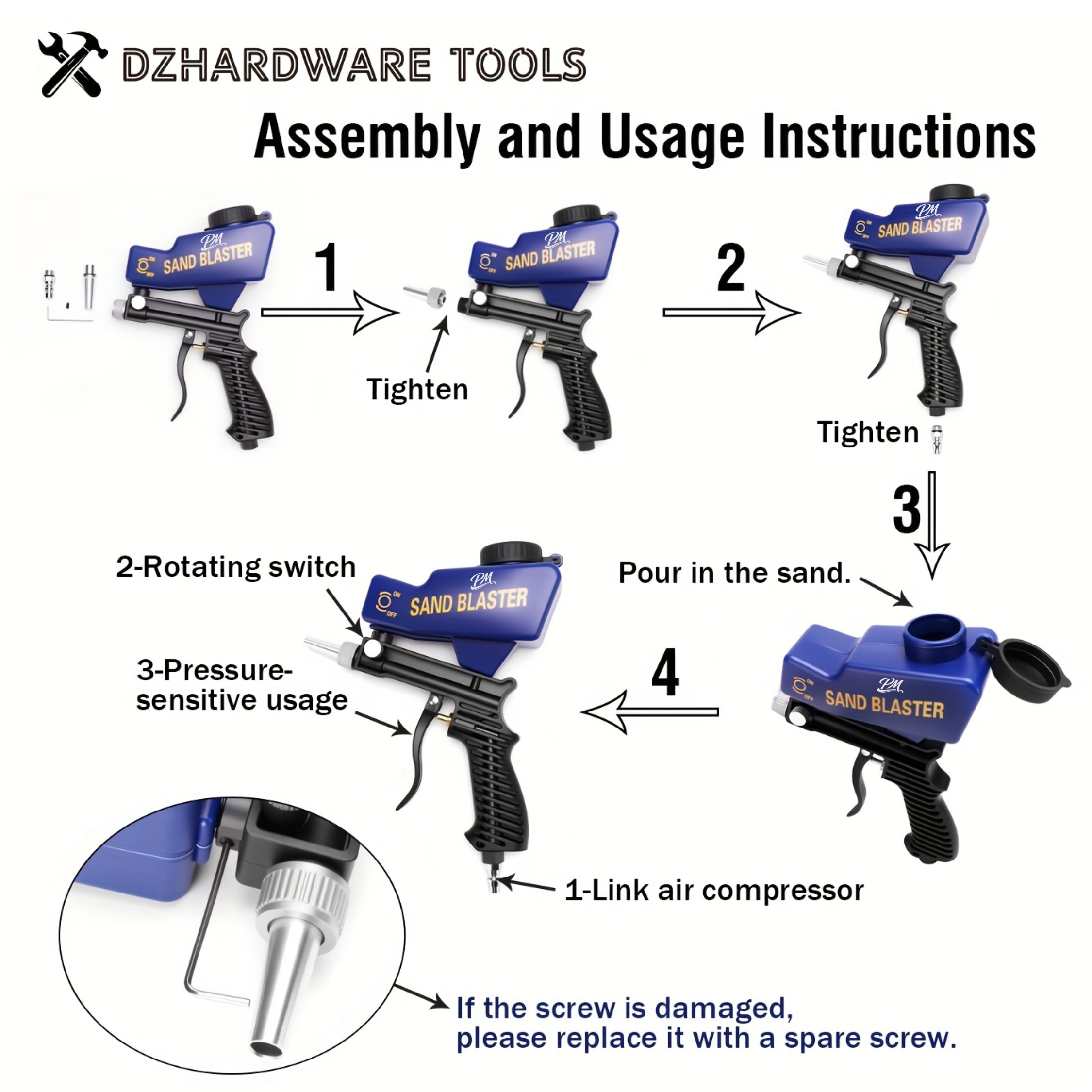 Portable Sandblaster – 600cc, Ergonomic, Paint & Rust Removal