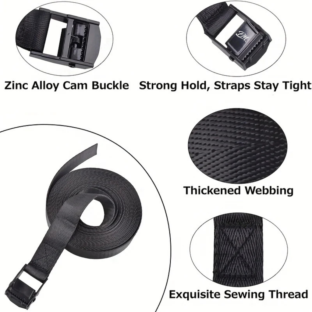 4pcs Heavy-Duty Ratchet Tie-Down Belts – Secure Cargo Transport