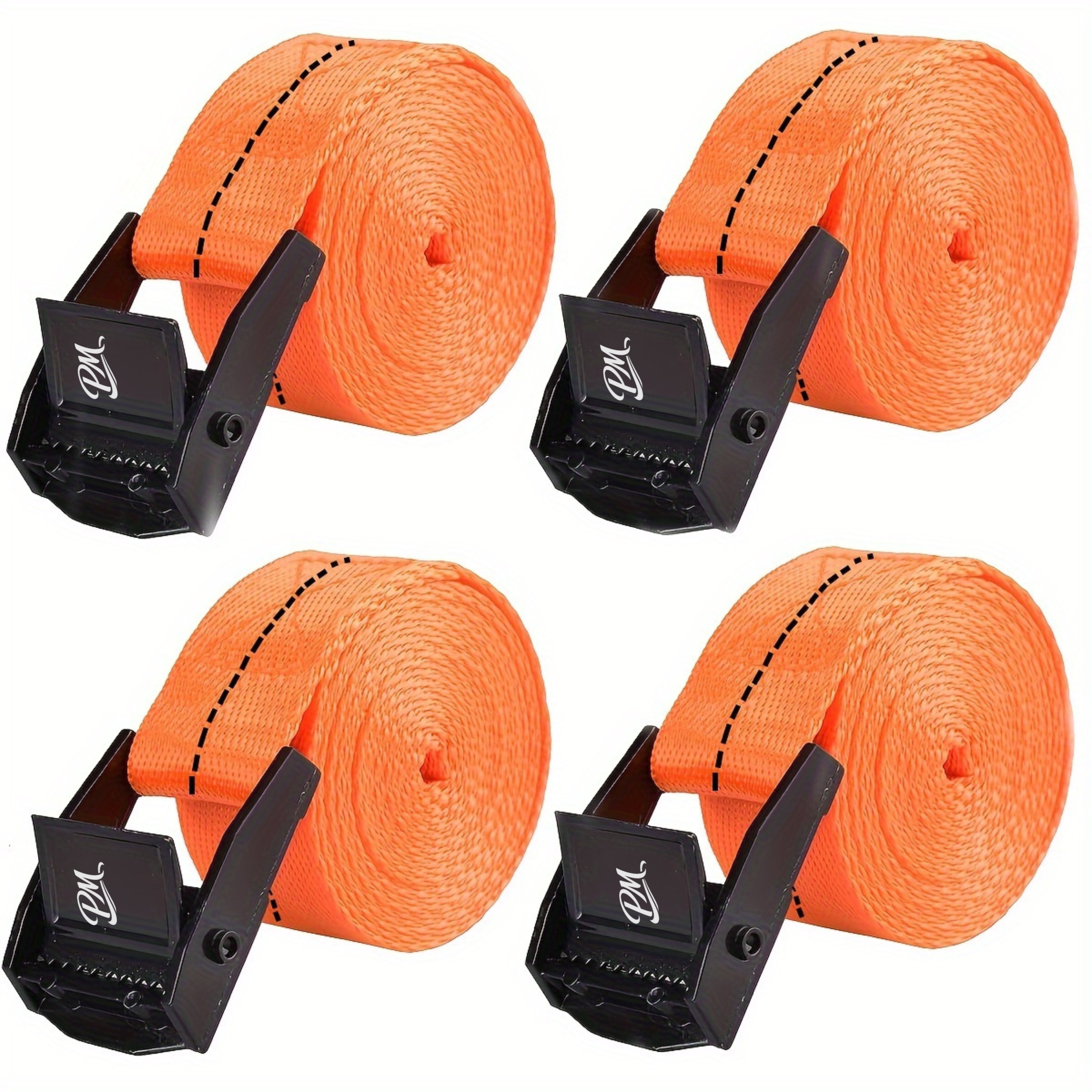 4pcs Heavy-Duty Ratchet Tie-Down Belts – Secure Cargo Transport