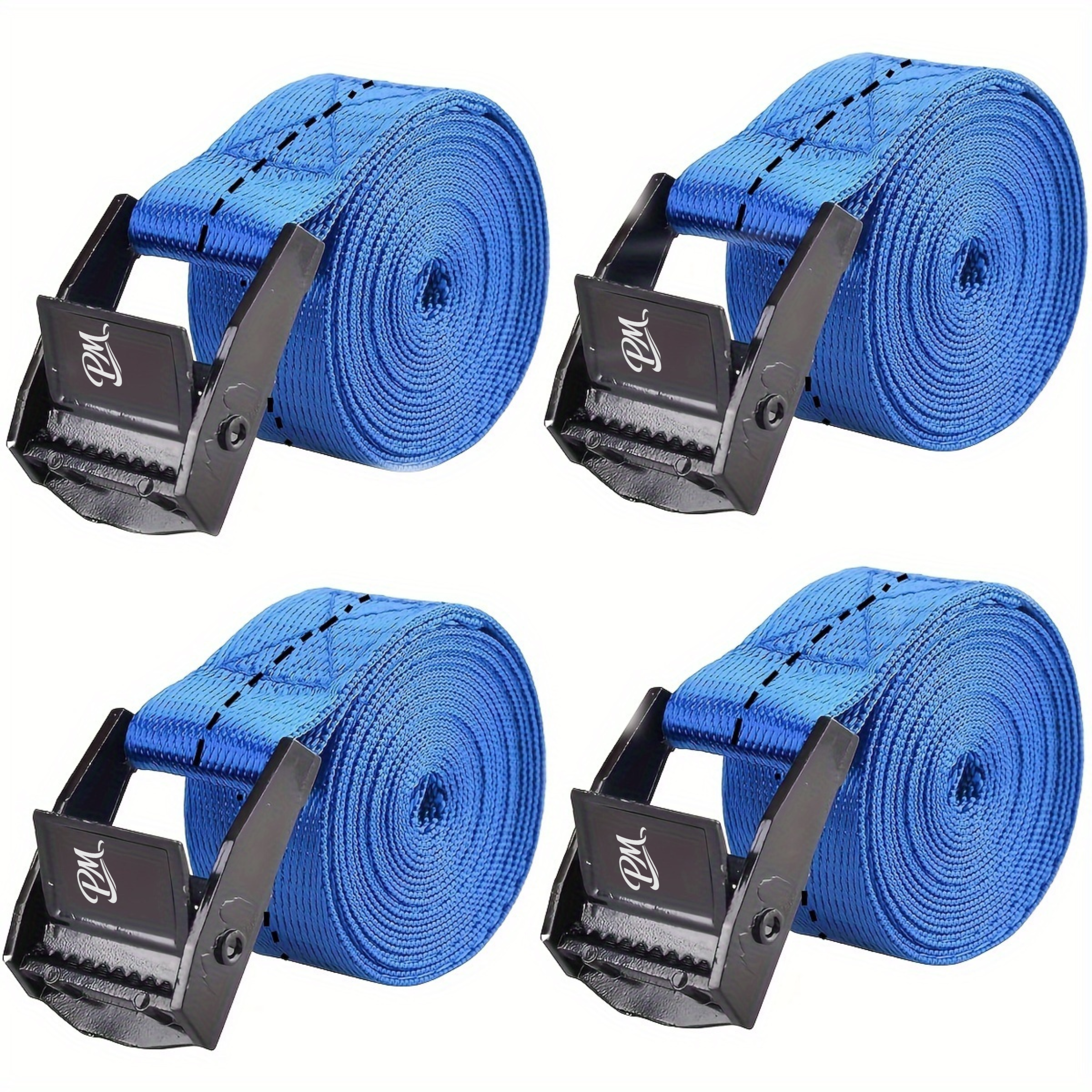 4pcs Heavy-Duty Ratchet Tie-Down Belts – Secure Cargo Transport