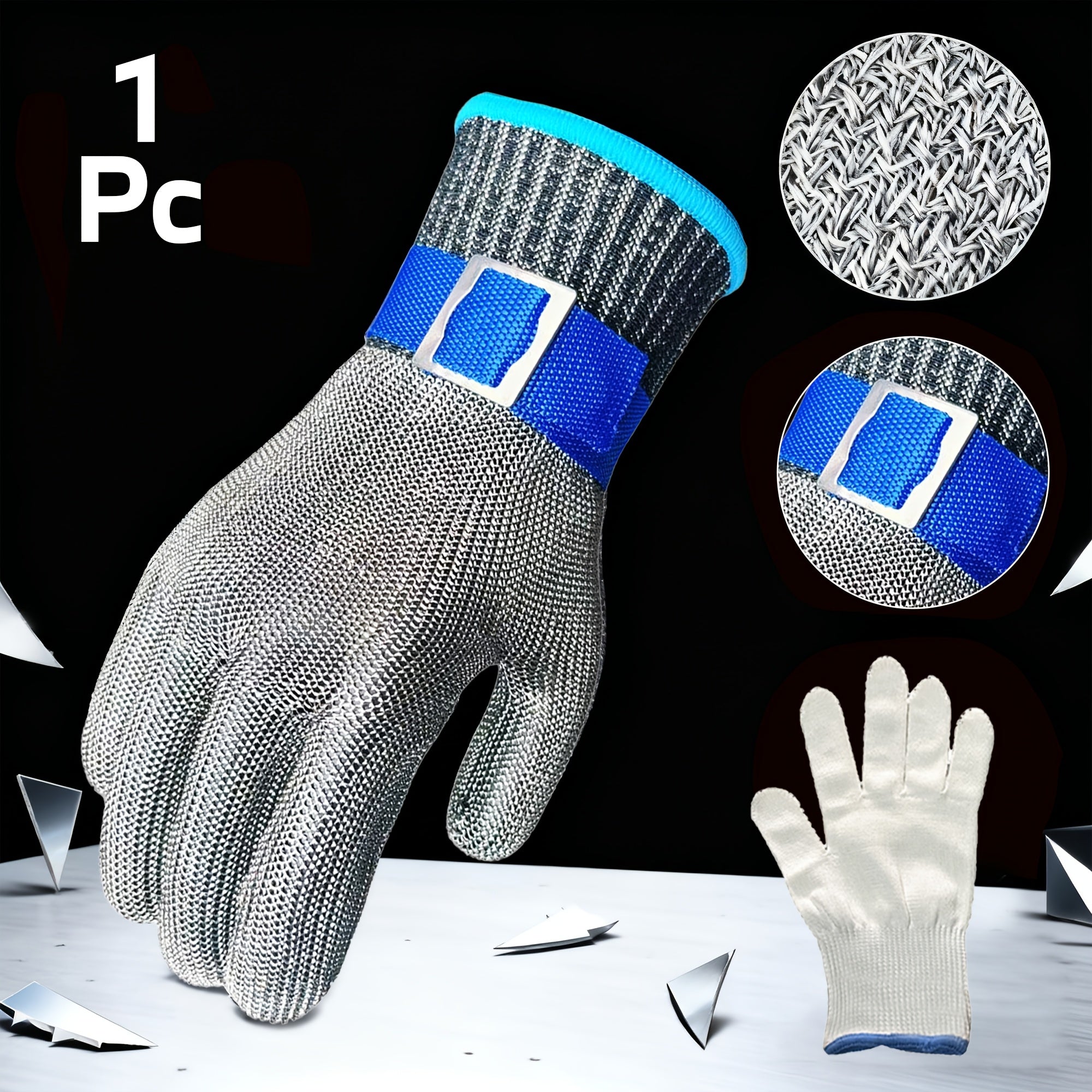 Level 9 Cut-Resistant Gloves – Stainless Steel Mesh, Adjustable Wrist