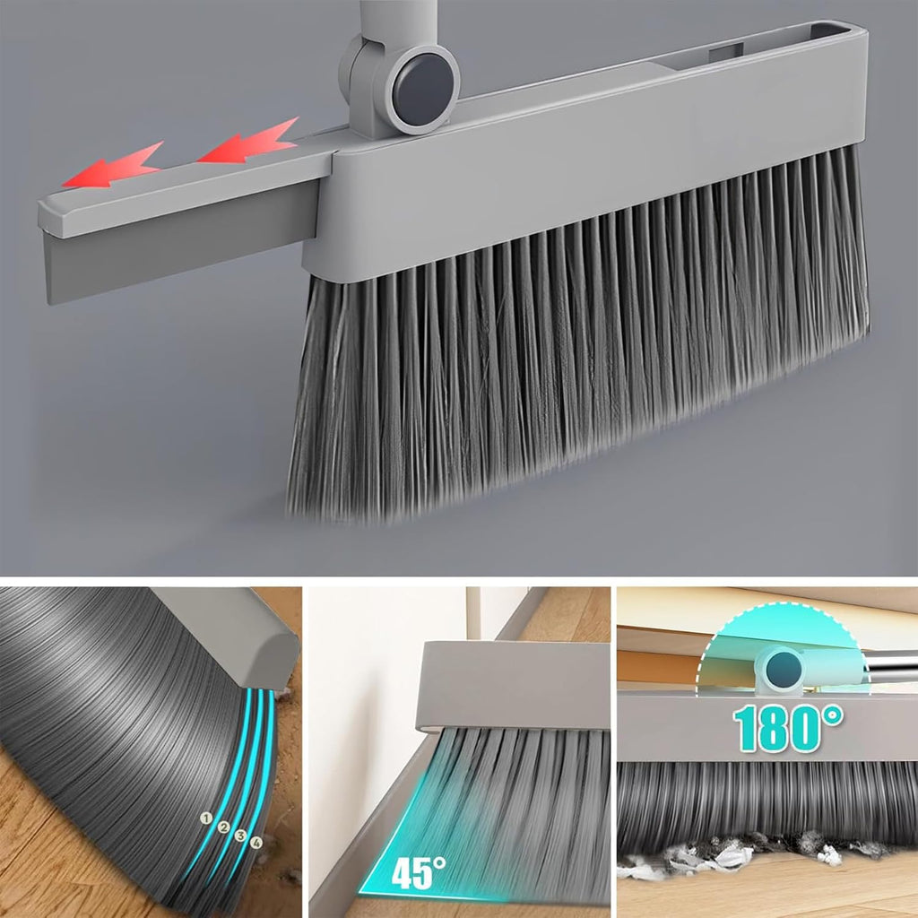 4-in-1 Broom & Dustpan Set – Long Handle, Multi-Surface Cleaning